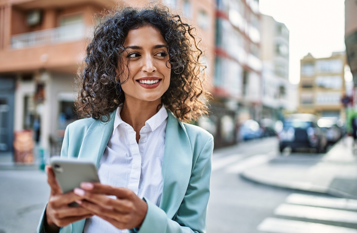 Woman holding a cell phone