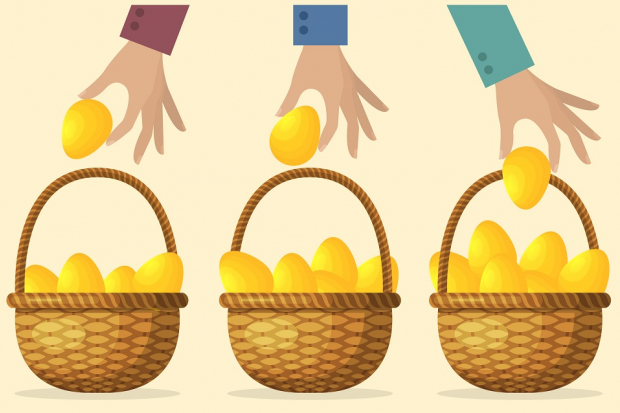 Eggs in baskets