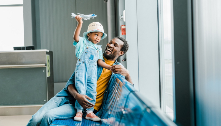 Father and son at the airport
